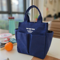 Multi-pocket Bento bag large capacity canvas lunch box bag insulated bag lunch box Hand bag thick large