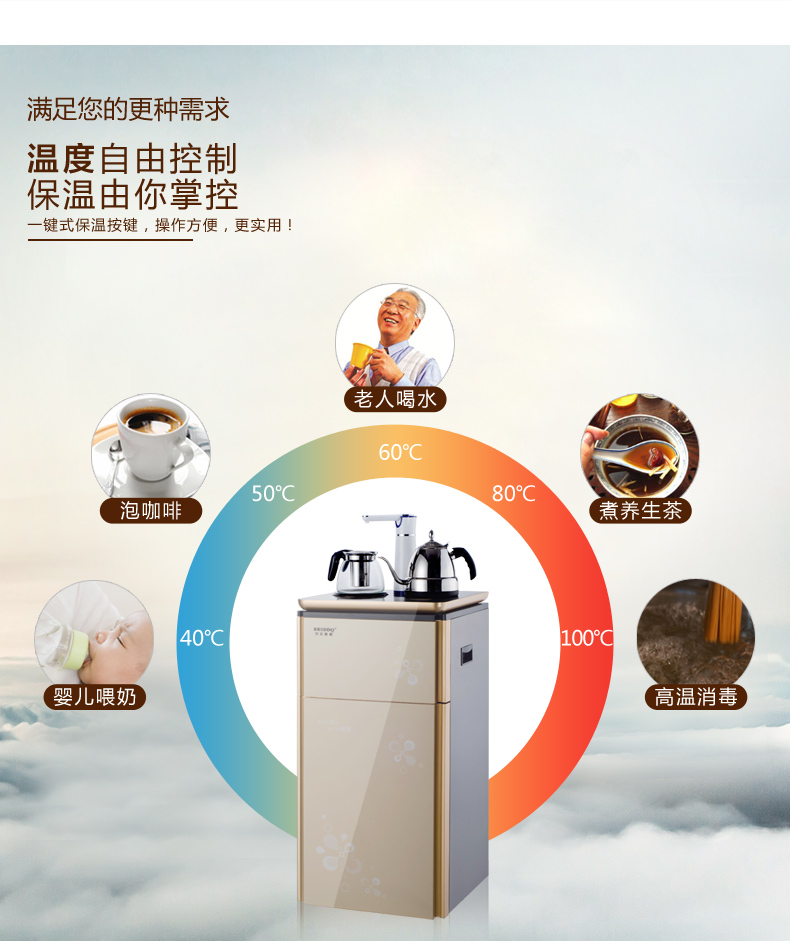 BRSDDQ cao cấp màn hình cảm ứng máy pha trà nước theo chiều dọc hộ gia đình bình trà máy pha nước thông minh máy lọc nước famy