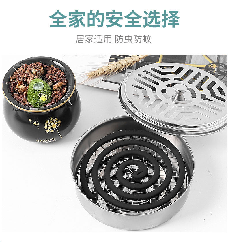 Xinjiang mosquito frame box tray frame stainless steel household with lid to cover ash disk fire and hot outdoor mosquito incense disk