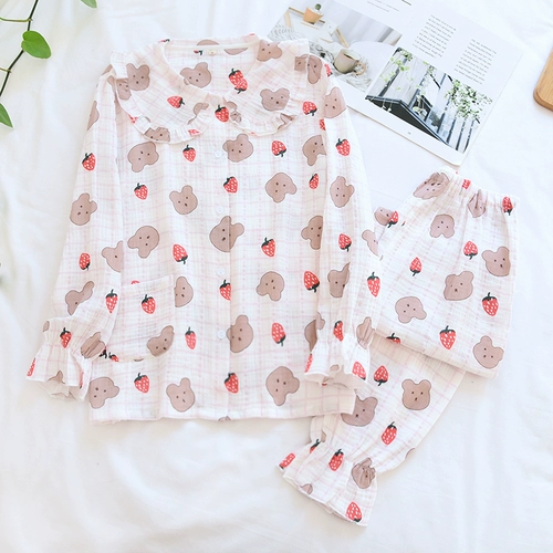 Демисезонная японская пижама, милый лонгслив, нарукавники, комплект