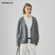 APO Women's Clothing | Light luxury sweater women's autumn and winter Korean style unisex casual loose lazy style V-neck knitted cardigan jacket