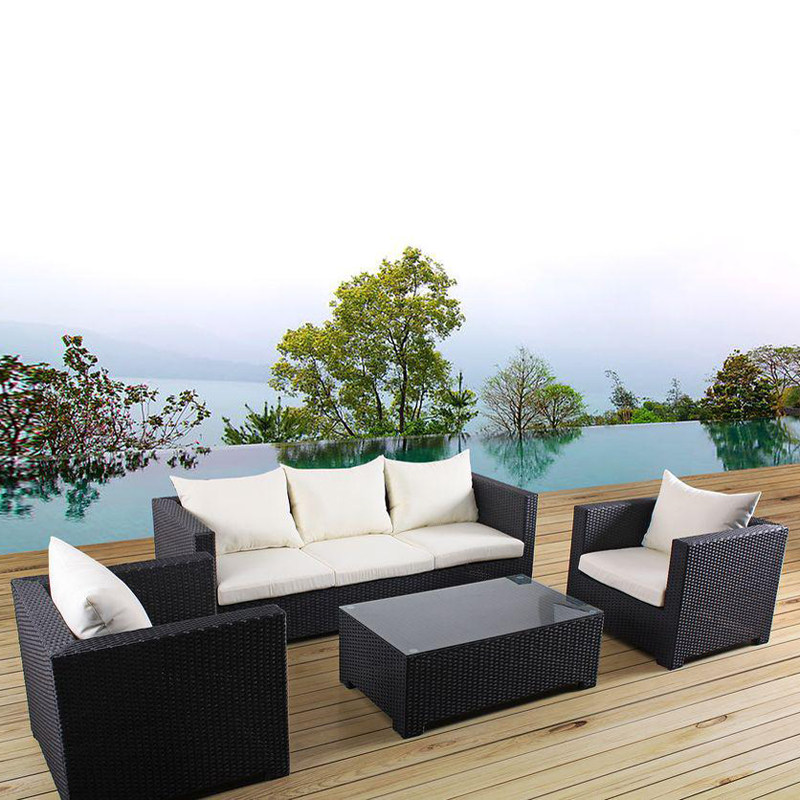 Leisure living room pastoral rattan chair outdoor rattan sofa combination high-end imitation rattan furniture hotel cafe table and chair balcony