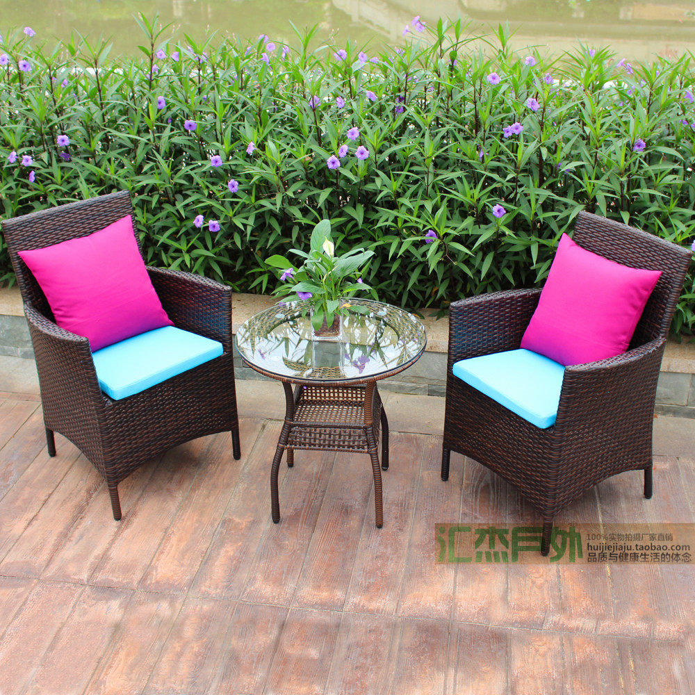 Leisure outdoor furniture garden courtyard outdoor living room rattan coffee table balcony table and chair combination rattan chair three-five-piece set