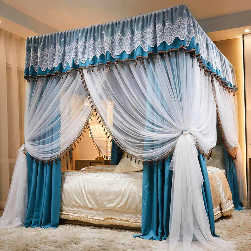 Encrypted Thickened Net Red Bed Mantle Bed Curtain Mosquito Net Integrated Shading Floor Home 1 8m Bed With Bracket