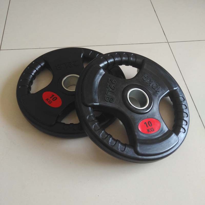 Color-coated large hole hand-held home barbell sheet tasteless environmental protection weightlifting sheet 5cmm aperture Austrian pole professional barbell