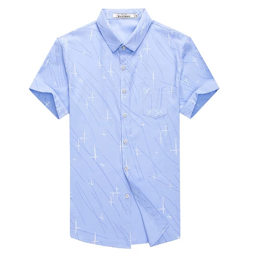 Playboy, летняя шелковая тонкая рубашка для отдыха, для мужчины среднего возраста