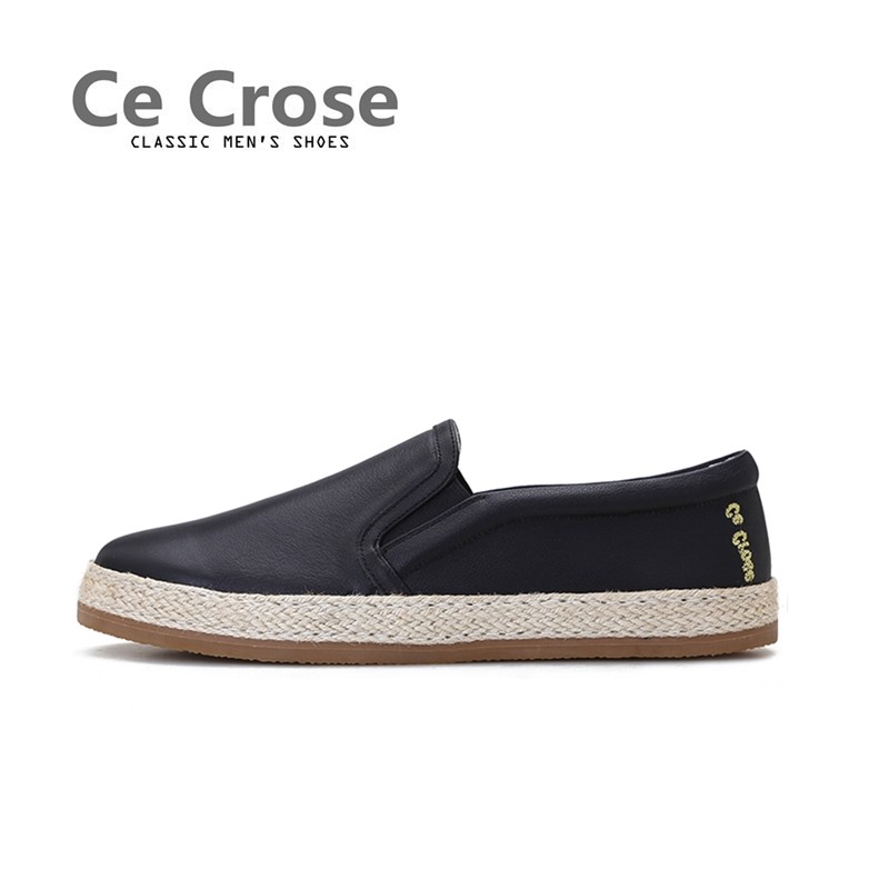 cecrose Chinese Wind Lefu fisherman genuine leather spring a foot pedal bean-bean casual tide sloth man old Beijing cloth shoes man