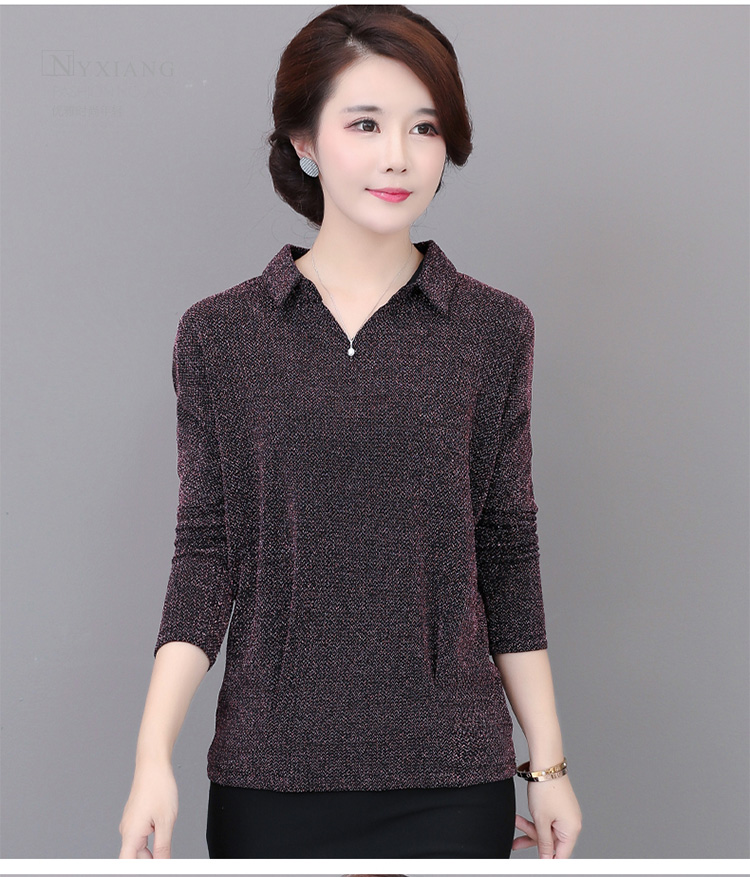 Mama rộng vợ mùa xuân và áo khoác mùa thu áo sơ mi nữ áo phông đáy áo sơ mi trung niên 30-40 tuổi 50 khí ngoại - Quần áo của mẹ mua quần áo cho mẹ trung tuổi