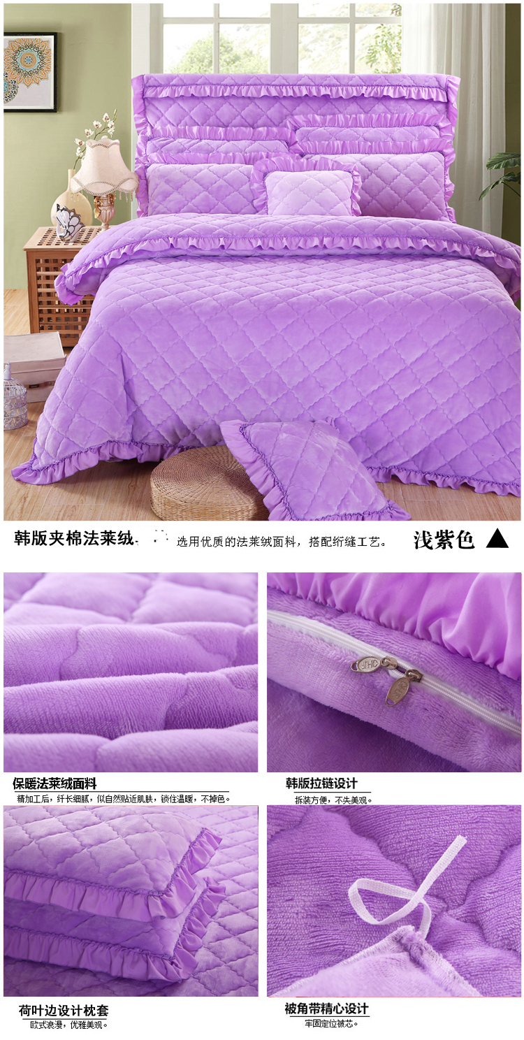 Mùa đông Hàn Quốc chăn bông flannel đôi chăn bao gồm một mảnh hai mặt san hô lông cừu nhung rắn màu chăn bao gồm 	chăn phao doraemon	