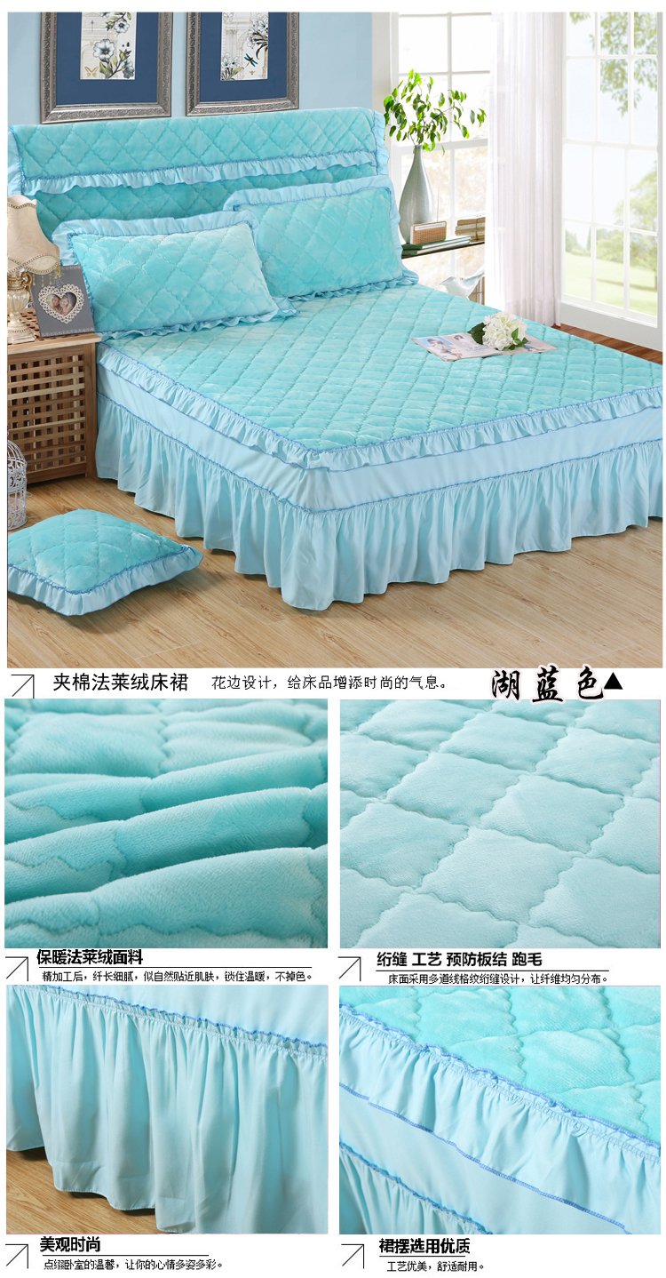 Phương pháp Levin ấm mùa đông giường bông váy đống sang trọng mảnh duy nhất của khăn trải giường hô áp dụng giường flannel dày đặt trải giường - Váy Petti váy giường đẹp	