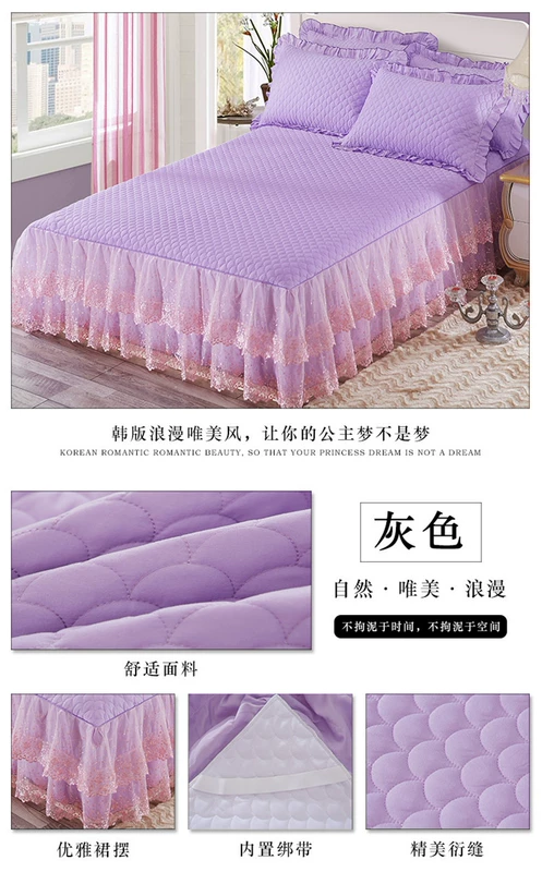 Dày bông ren đỏ giường váy hôn nhân kỷ niệm một mảnh ren Hàn giường bedspread bìa có thể được tùy chỉnh không trượt - Váy Petti