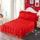 Dày bông ren đỏ giường váy hôn nhân kỷ niệm một mảnh ren Hàn giường bedspread bìa có thể được tùy chỉnh không trượt - Váy Petti