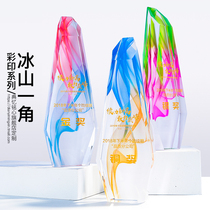 Dianyi crystal trophy customized creative lettering color printing souvenir champion team Company high-end brand production