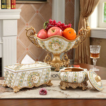 European fruit plate living room luxury creative dried fruit candy plate three-piece set home tea table set high-end ornaments