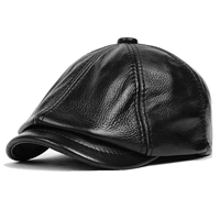 Демисезонная шапка, кожаная удерживающая тепло кепка для отдыха, из натуральной кожи, для среднего возраста