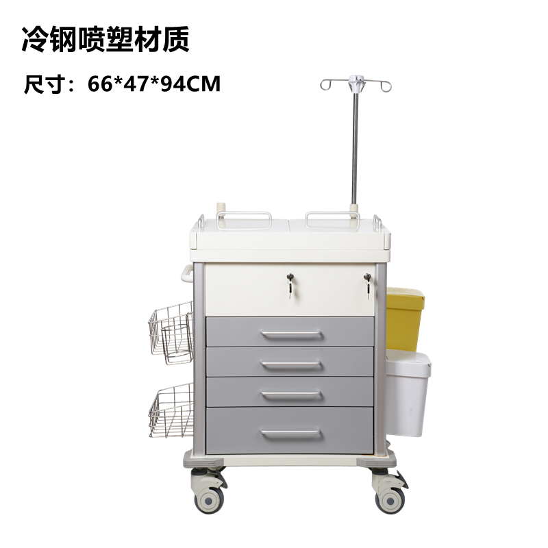 医用麻醉车冷钢喷塑急救车抢救车送药车护士输液车多功能治疗车