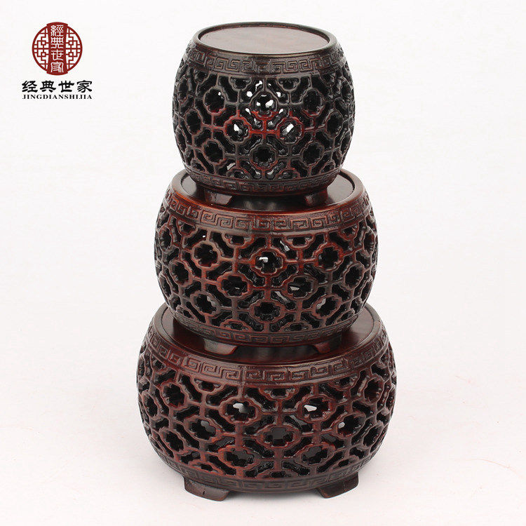 Red Acid Branches Drum Stool Round Jade Base Solid Wood Base Ancient Play Pendulum Pieces Base Red Wood Handicraft