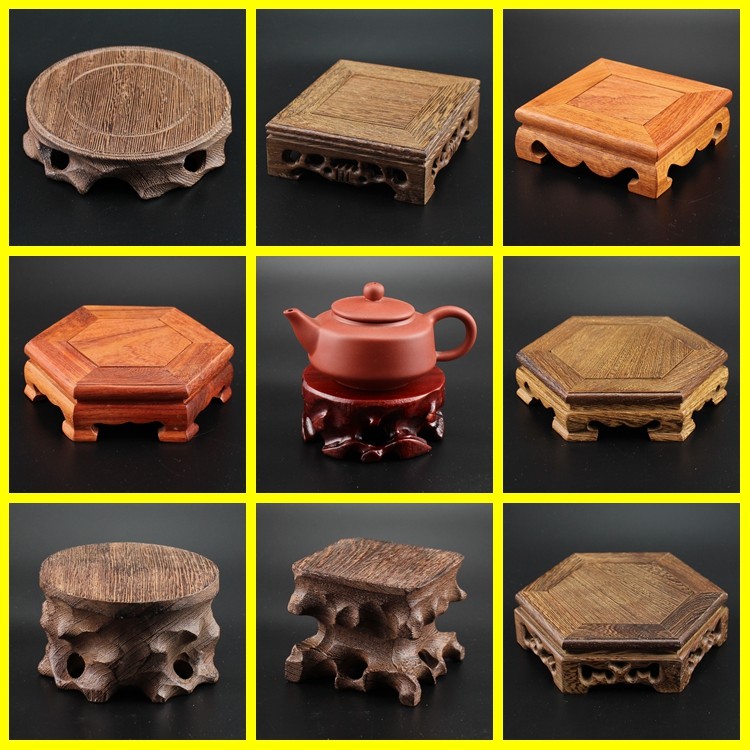 Solid Wood Pot Seat Base Tea Set Teapot Teapot Frame Teapot Clay Pot cushion Tea Tea Tea Tea Tea Set Insured Purple Sand Pot