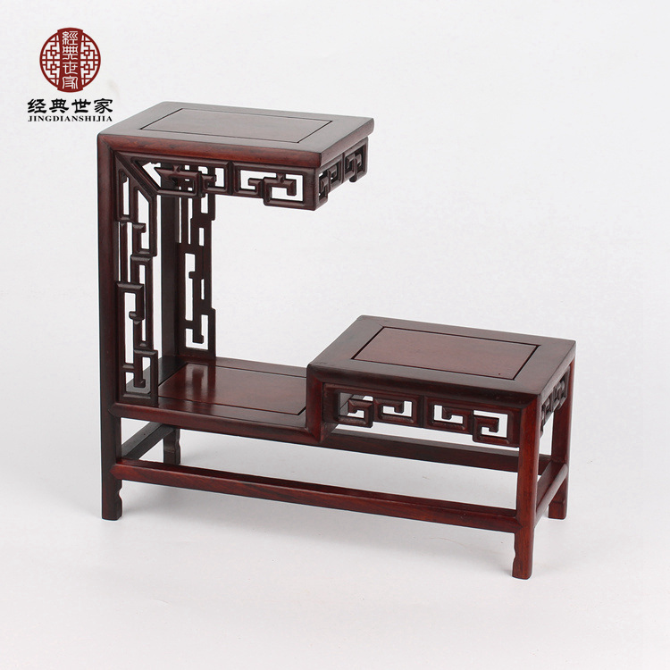 Acid branch wood Multi-treasure antique Bogu teapot jewelry ornaments shelf Qishi Mahogany high and low base diving table