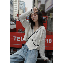  Youxiangloose V-neck pullover sweater womens 2021 new autumn thin long sleeve sweater forest jacket