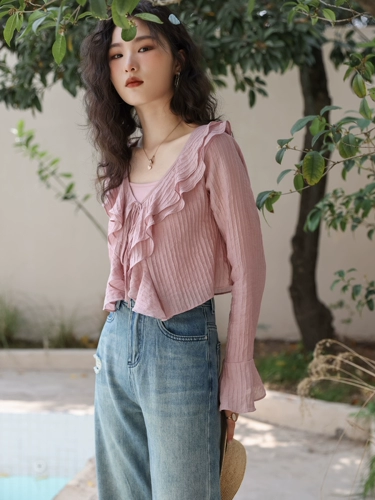 Весенний комплект, ретро топ с чашечками, кардиган