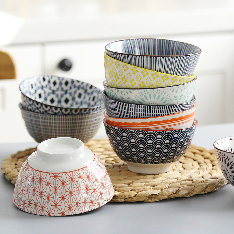 Japanese 4 5 inch eating bowl household ceramic tableware small bowl 2022 new ins wind bowl set rice bowl set