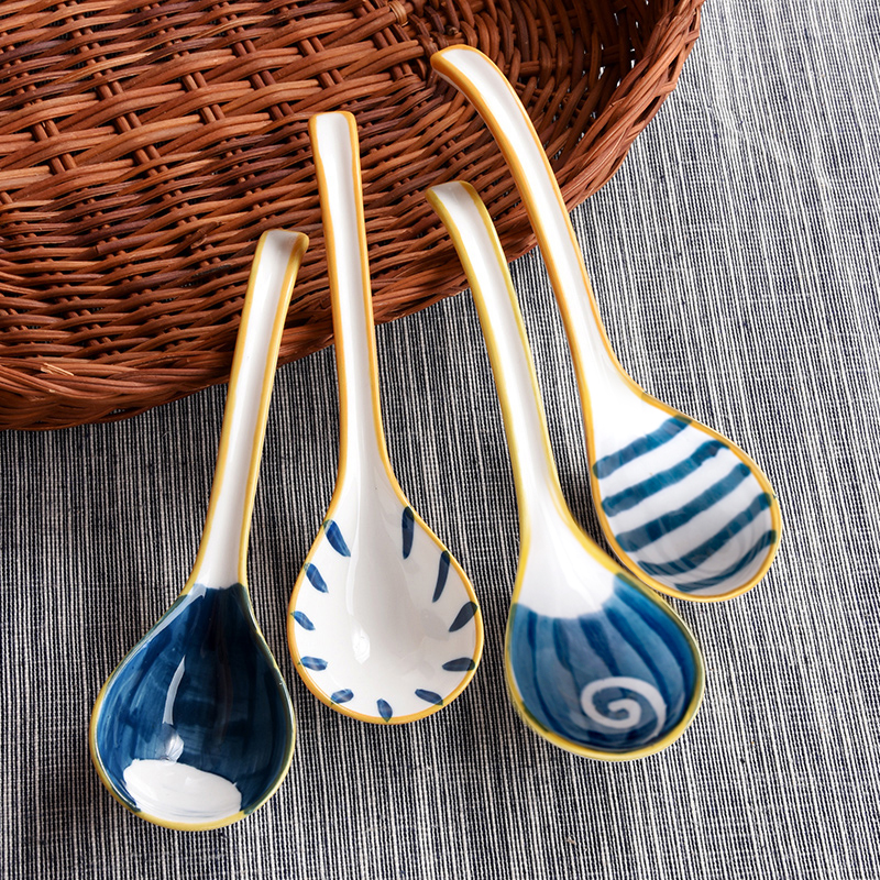 Japanese-style red spoon home with ceramic tap creativity drink soup spoon tablespoon long handle and spoon spoon