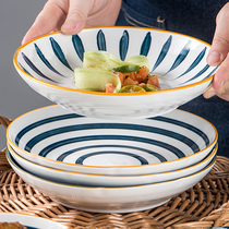 Net Red 7-8 Inch Round Plate Creative Day Style Vegetable Dish Home Ceramic Dinner Plate Good-looking Cutlery Dish