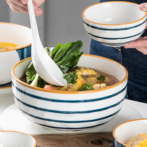 Japan-style Net Red 8-Inch Soup Bowl Home Creative Personality and Wind Sheng Bowl 8-inch Ceramics Big-sized Soup Bowl