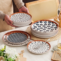 Day Style 8 10 Inch Shallow Dish Home Steak Dinner Plate Ceramic Western Dining Tray Retro Shara Pan Cool Dish Pasta Dish