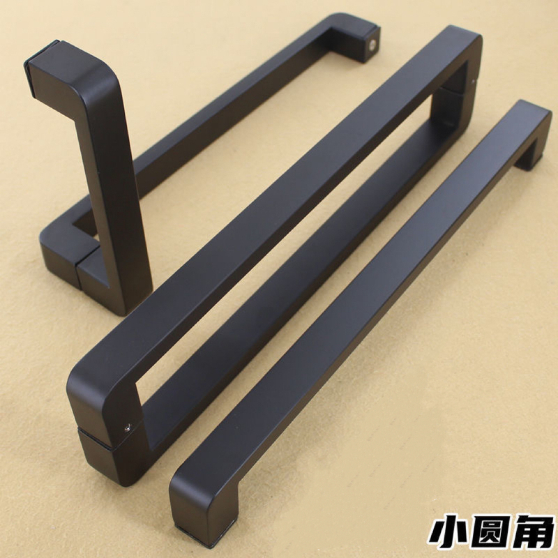 Shower Room Handle, Black Glass Door, High-End Partition Door, Square Handle, Thickened L-Shaped Bathroom Handle for Shower Room