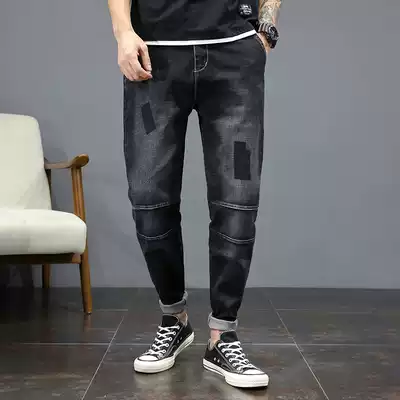 Loose casual thin stretch jeans men's fat plus size fat Harun straight summer thin all-match long pants