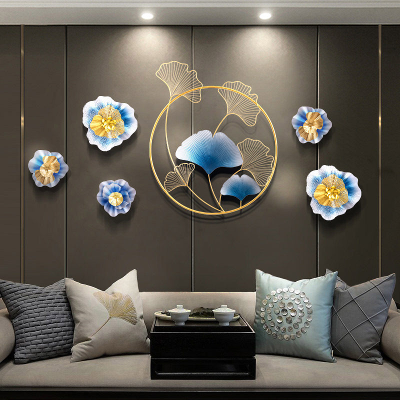 Modern Chinese iron art pendant wall decoration living room background wall porch metal wall decoration creative ginkgo leaf wall hanging