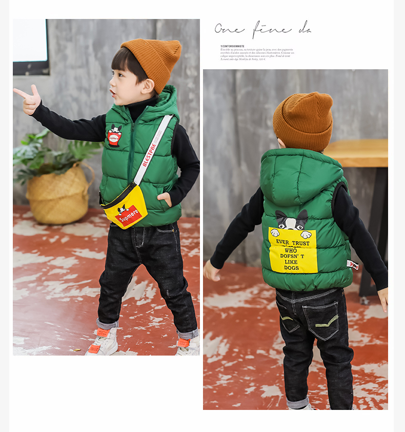 Áo vest bé trai 2018 mới mặc 1 mùa thu đông mặc 2 bé trai 3 áo vest cotton 4 dày 5 áo 6 tuổi áo gile trẻ em