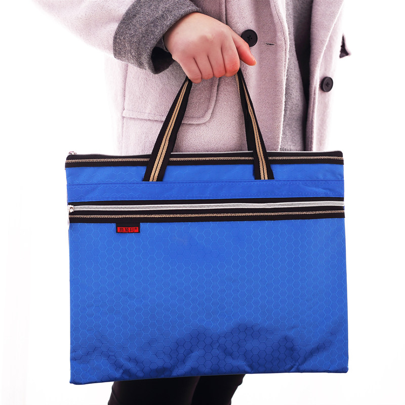 Thickened portable football pattern document bag Waterproof zipper bag Information bag Briefcase storage bag Student office