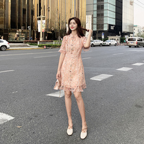 2020 Summer new lotus leaf lace with sweet and beautiful temperament butterfly knot waist display slim one-piece dress MZ RCOW92403M