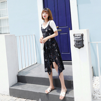 2019 new fake two hanging band skirts with long and broken flowers to be slim and slim fit dress female MZ RCOW82507Q