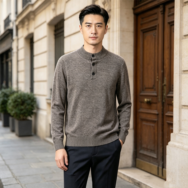 100% Sheep Wool! Brand Clearance Men's Autumn and Winter Thickened Crew Neck Sweater Casual Woolen Sweater 8m201