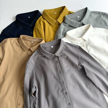 Japanese Order Autumn and Winter New Product Simple Classic Japanese Style Solid Color Square Neck Knitted Pure Cotton Women's Shirt Long-Sleeved T-Shirt