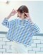 Japanese Order Autumn and Winter New Product Japanese Classic Sailor Stripe Off-Shoulder Loose Fit Women's Eight-Sleeve T-Shirt