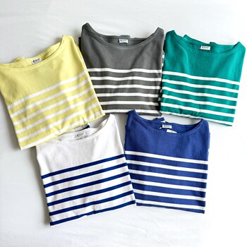 Japanese Trendy Brand Spring and Autumn Simple French Classic Striped Off-Shoulder Loose Women's T-Shirt Long Sleeve Orcival