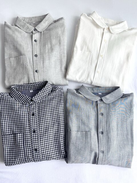 Japanese Order Spring/Summer Vintage Japanese Style Double-Layer Gauze Doll Collar Plaid Striped Loose Women's Shirt Long-Sleeve Blouse