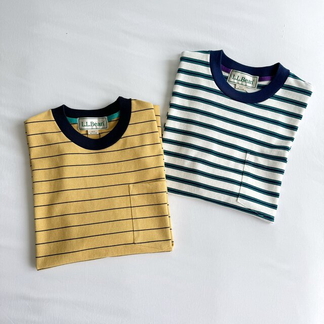 Japanese Trendy Brand Spring/Summer New Product Simple Round Neck Striped Thick Cotton Loose Embroidered Pocket Unisex T-Shirt Short Sleeve