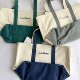 Japanese Trendy Brand Spring and Autumn New Classic Canvas Distressed Embroidered Letter Unisex Tote Bag Handbag Llbean