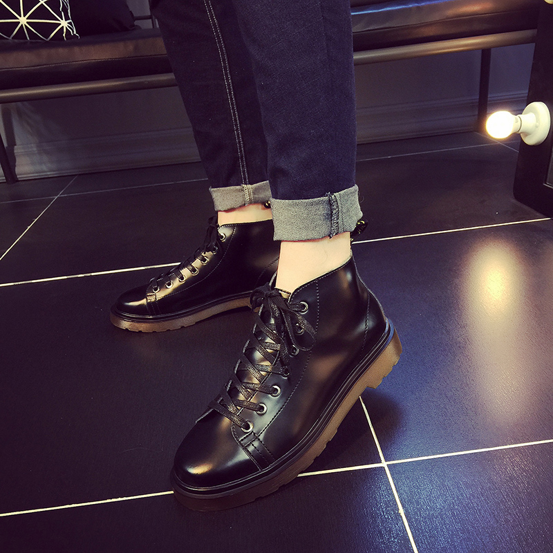 New product Korean copyright Zhilong same style Martin boots men's leather trendy leather boots spring and autumn British men's shoes black low-cut boots