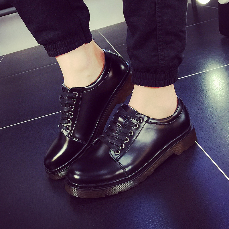 GD Quan Zhilong same style Martin shoes men's genuine leather retro low-top shoes Korean version of British fashion shoes round toe casual leather shoes