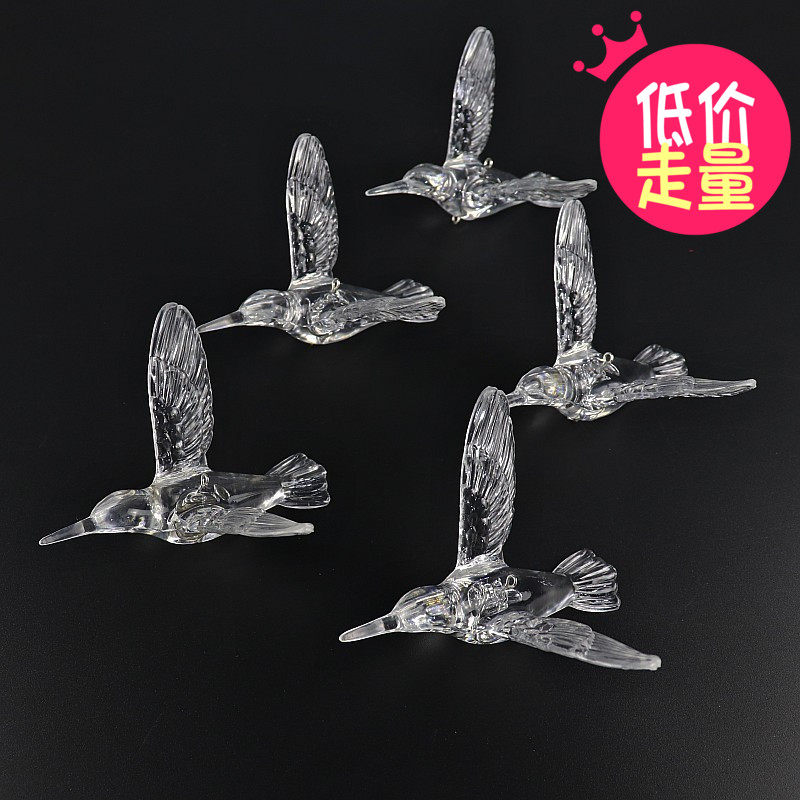 Wedding waterproof crystal flying bird pendant props Transparent hummingbird Wedding stage suspended ceiling decorative window Acrylic bird
