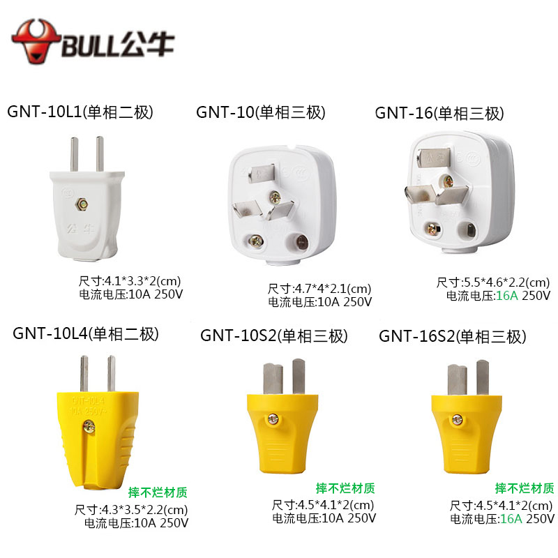 Bull plug two-eye three-eye 10A16A anti-fall and unbroken plug