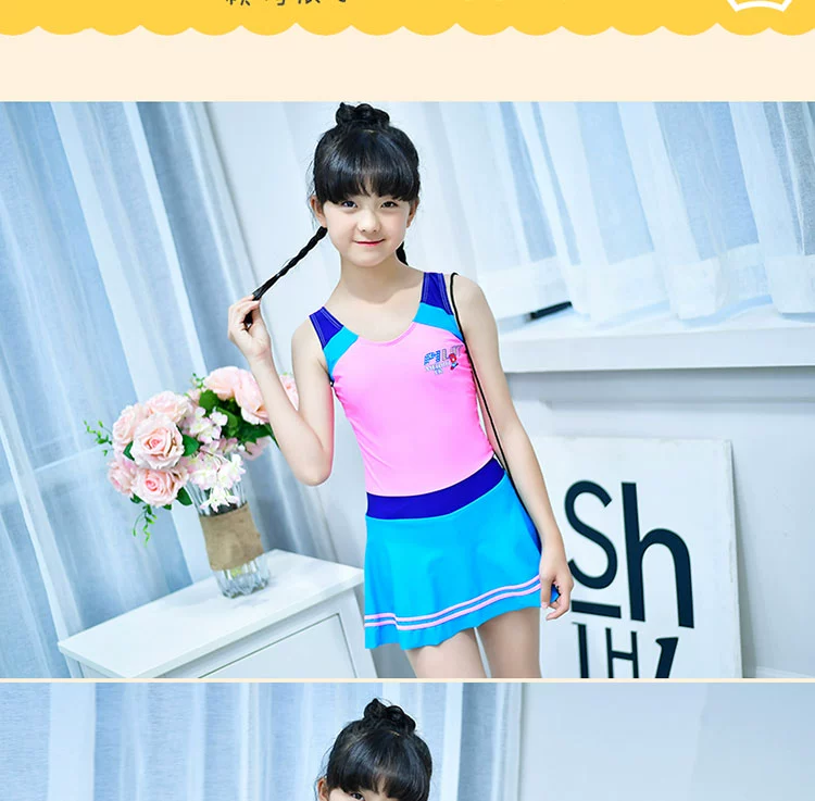 Cô gái mới đồ bơi trẻ em lớn của trẻ em dây đeo vai Xiêm võ sĩ bảo thủ mỏng cô gái sinh viên đồ bơi