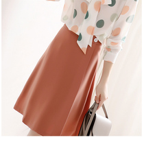 Early autumn A second tempted hot carrot color A-type A-word skirt hanging over the knee and knee skirt for women